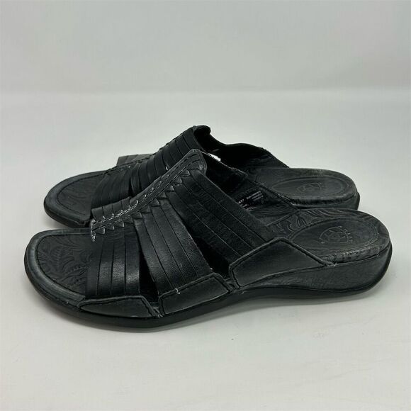 Ariat Women's Costa Huarache Slide Sandals Black Strappy Leather Size 9 Casual - Picture 6 of 12